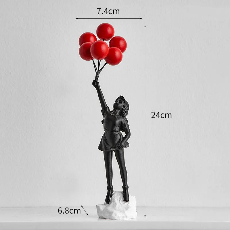 Afralia™ Balloon Girl Graffiti Statue, Collectible Sculpture, Desk Decor, Home Office Gift