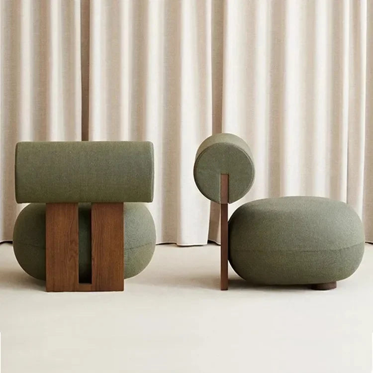 Afralia™ Nordic Solid Wood Sofa Chair Modern Light Luxury Cream Hippo Chair