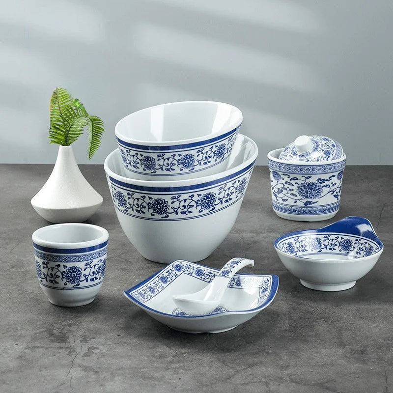 Afralia™ Blue and White Imitation Porcelain Dinner Set