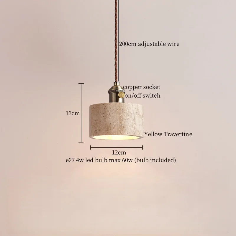 Afralia™ Yellow Travertine LED Pendant Lamps - Wabi Sabi Home Decor & Lighting