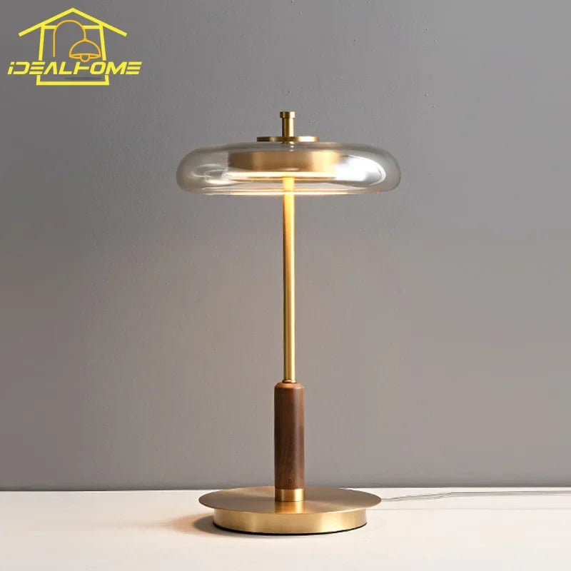 Afralia™ Classic Luxury Brass Walnut Floor Lamp LED Interior Lighting