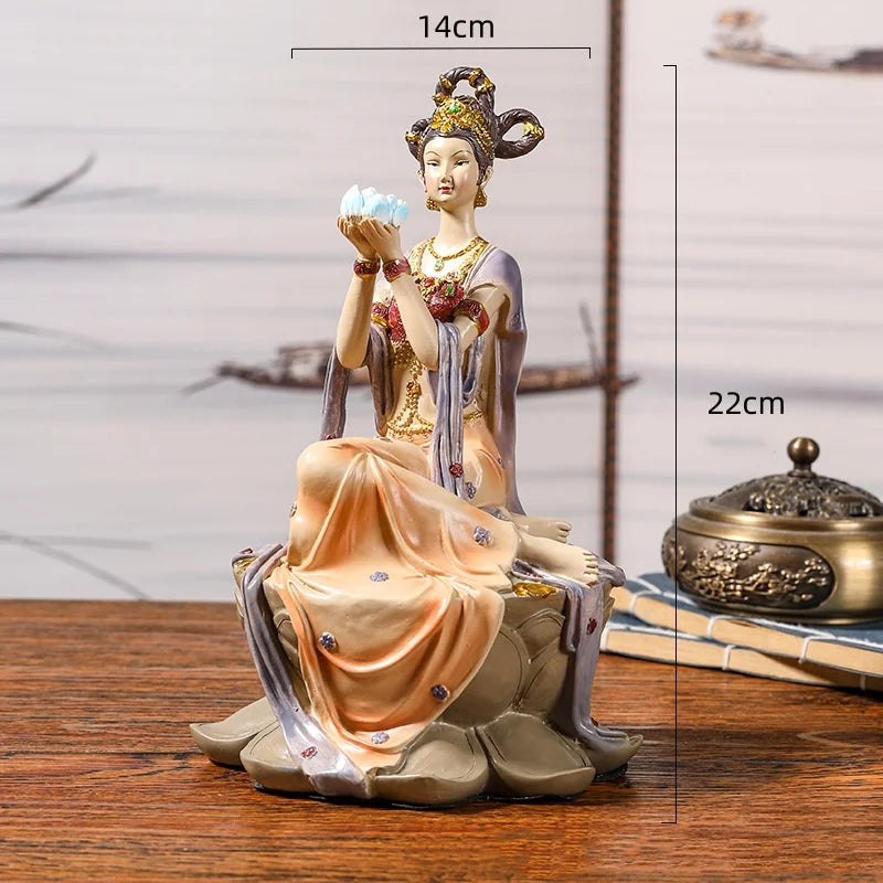 Afralia™ Chinese Goddess Fairy Sculpture Musical Instrument Home Decor Figurine