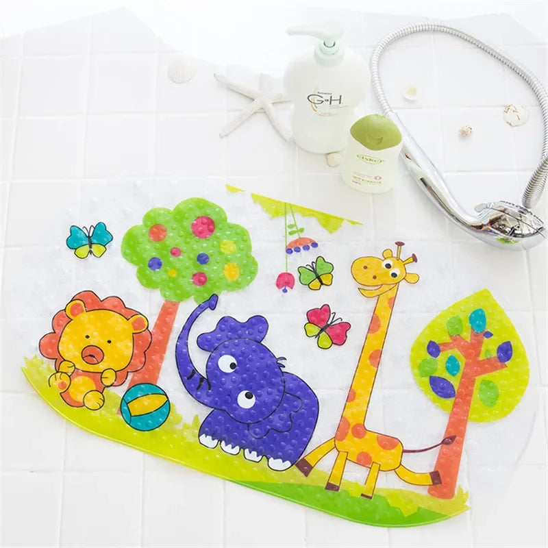 Afralia™ Kids PVC Bathroom Mat with Suction Cups and Drainage in 12 Colors
