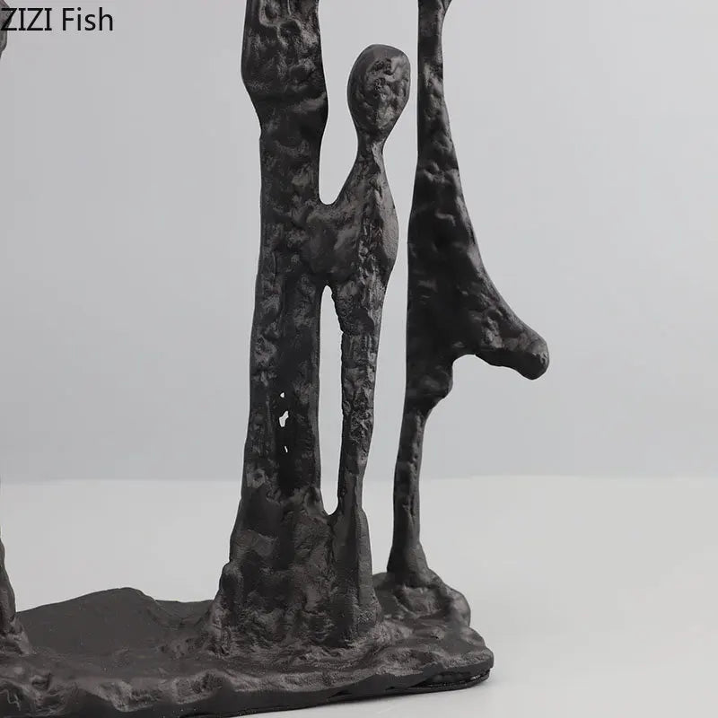 Afralia™ Abstract Cast Iron Figure Sculpture Modern Home Decor Statue Craft