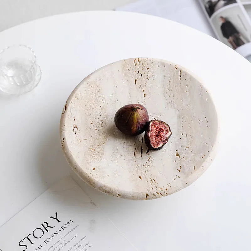 Afralia™ Marble Tray Bowl Decor Vintage Stone Table Jewelry Plate