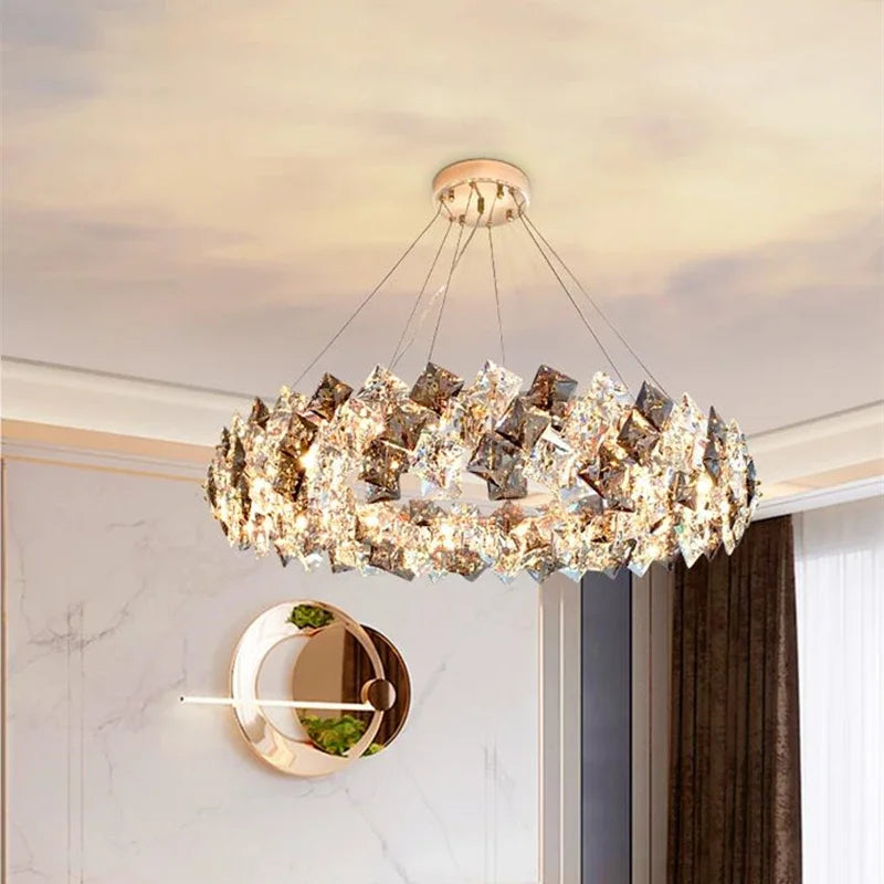Afralia™ Mid Century Crystal Chandelier LED Pendant Lamps for Living Room and Dining Area