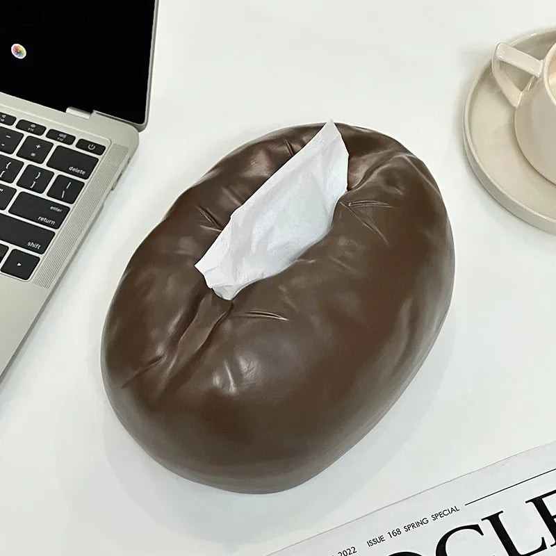 Afralia™ Ceramic Coffee Bean Tissue Box - Table Decoration & Paper Towel Case