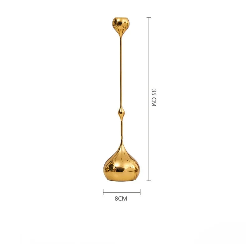 Afralia™ Gold Geometric Water Drop Candlestick Holder Desktop Storage Wedding Centerpieces