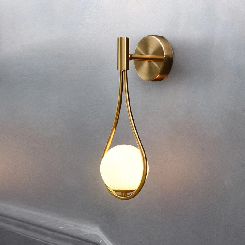 Afralia™ Brass Glass Wall Lamp for Nordic Modern Bedroom Lighting