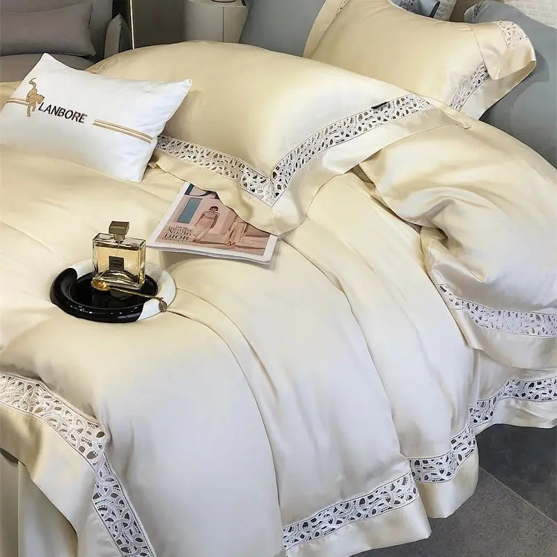 Afralia™ Eucalyptus Fiber Hollow Wide Edge Bedding Set - Soft, Silky, & Breathable