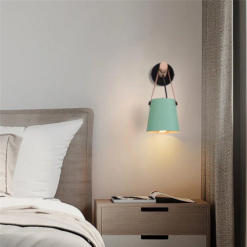 Afralia™ Wood Cover LED Wall Lamp for Bedside Bedroom Indoor Lighting