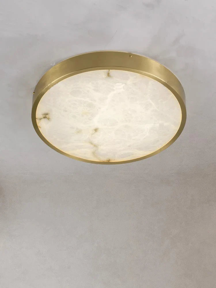 Afralia™ Round Marble Stone Ceiling Lights Elegant Copper Fixture