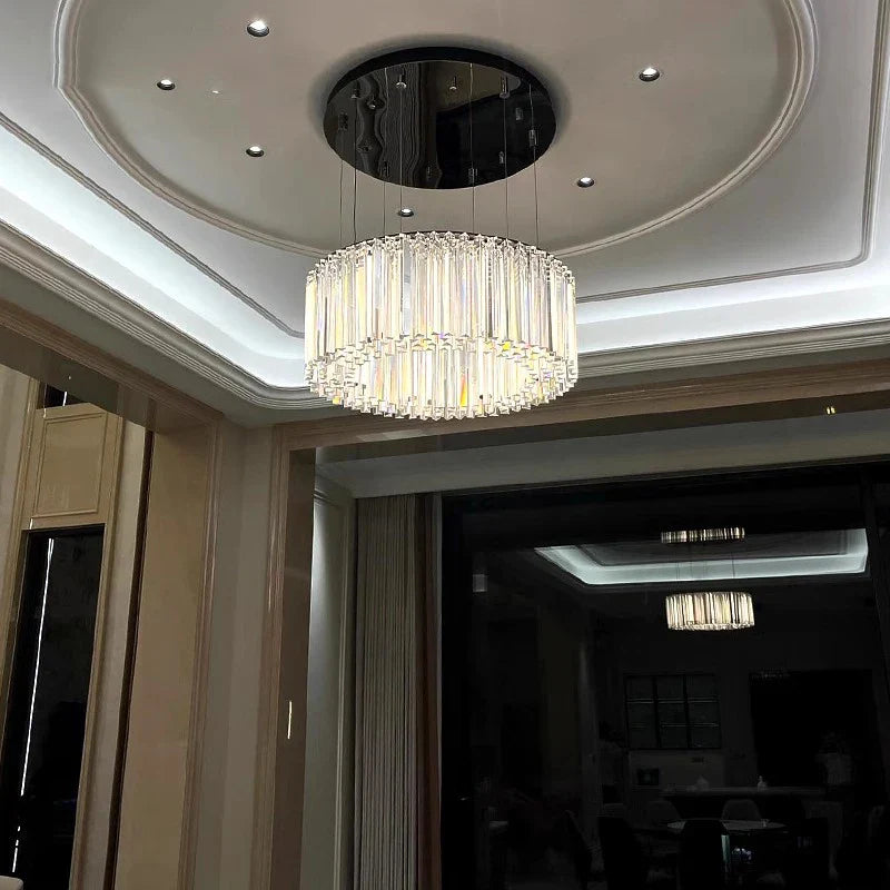 Afralia™ Crystal Pendant Light: Elegant Villa Decor Fixture for Living Room & Bedroom