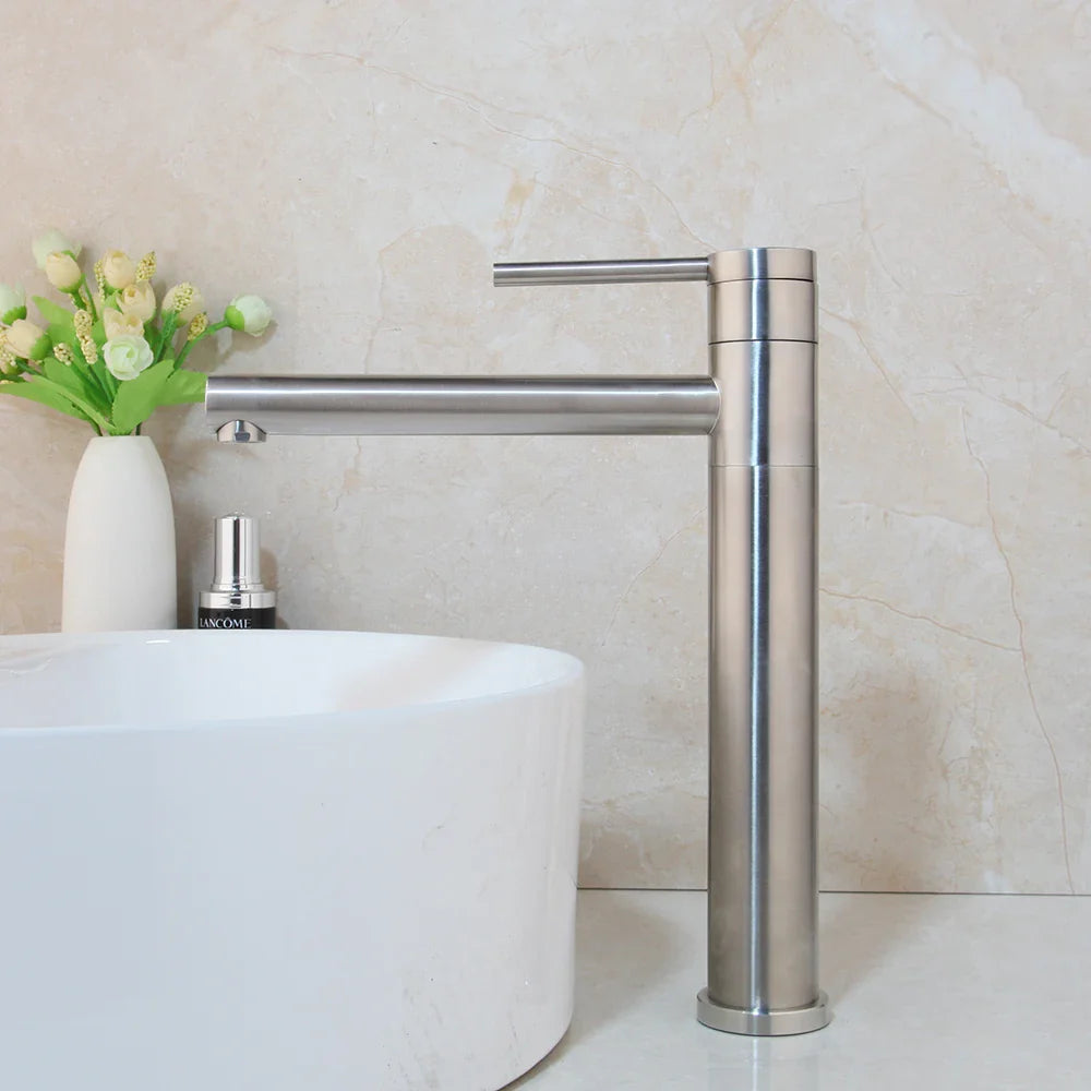 Afralia™ Gold Plated & Chrome Basin Faucet with Long Spout, Single Handle Mixer