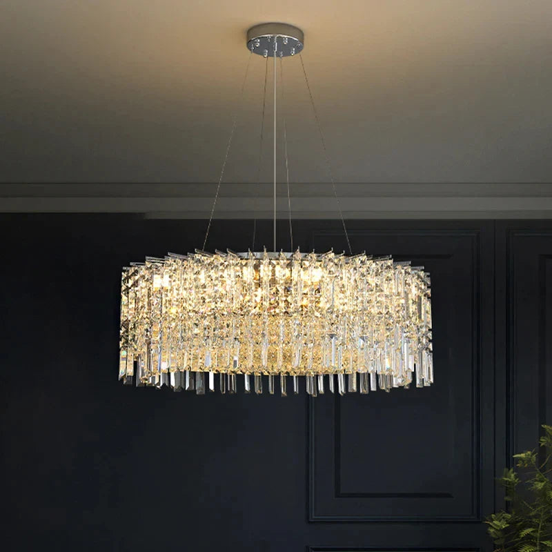 Afralia™ Crystal LED Ceiling Chandeliers Chrome Finish Home Decoration Lighting