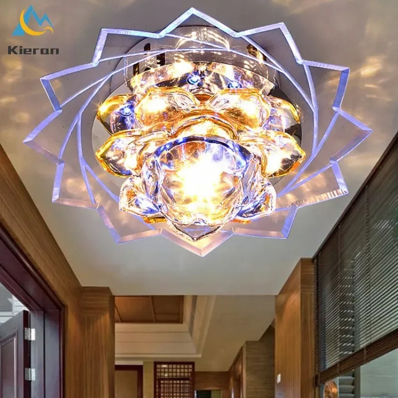 Afralia™ Lotus Crystal LED Ceiling Lamp, Nordic Brights, Modern Style