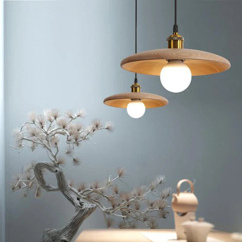 Afralia™ Nordic Wooden Pendant Lamp Modern Luminaire for Dining Table Kitchen Island