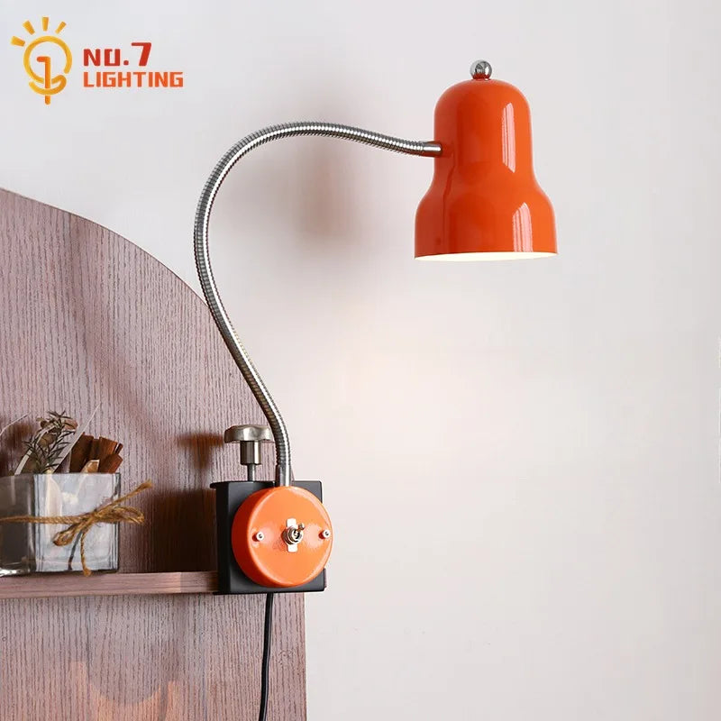 Afralia™ Adjustable LED Desk Lamp Red/Orange/Black E27 - Studio Bedside Reading Light