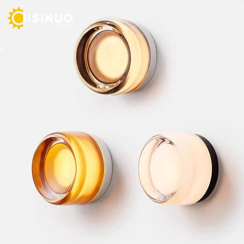 Afralia™ Round Glass LED Wall Sconce for Indoor Outdoor Lighting Décor