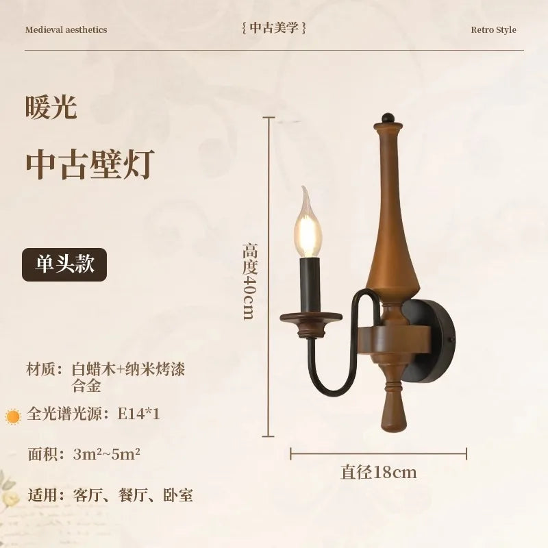Afralia™ Retro Pendant Light LED Solid Wood Iron Art Decor Hanging Lamp for Home and Cafe