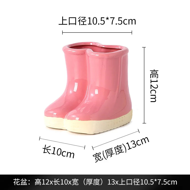 Afralia™ Ceramic Rain Boots Flower Vase - Garden Pot Home Decor Accessories