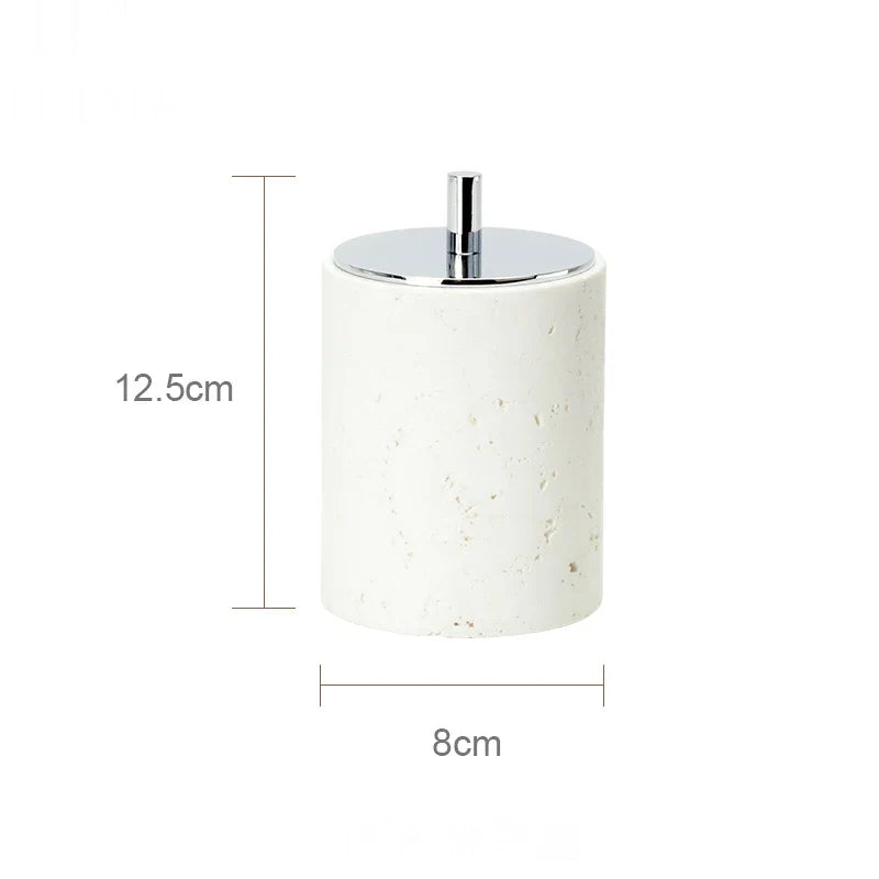 Afralia™ Beige Travertine Marble Bathroom Set - Soap Dispenser Toothbrush Holder Tissue Box