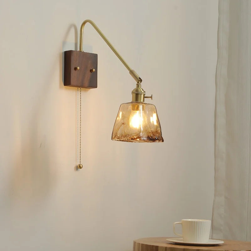 Afralia™ Nordic LED Wall Lamp Pull Chain Switch for Living Room Bedroom Corridor