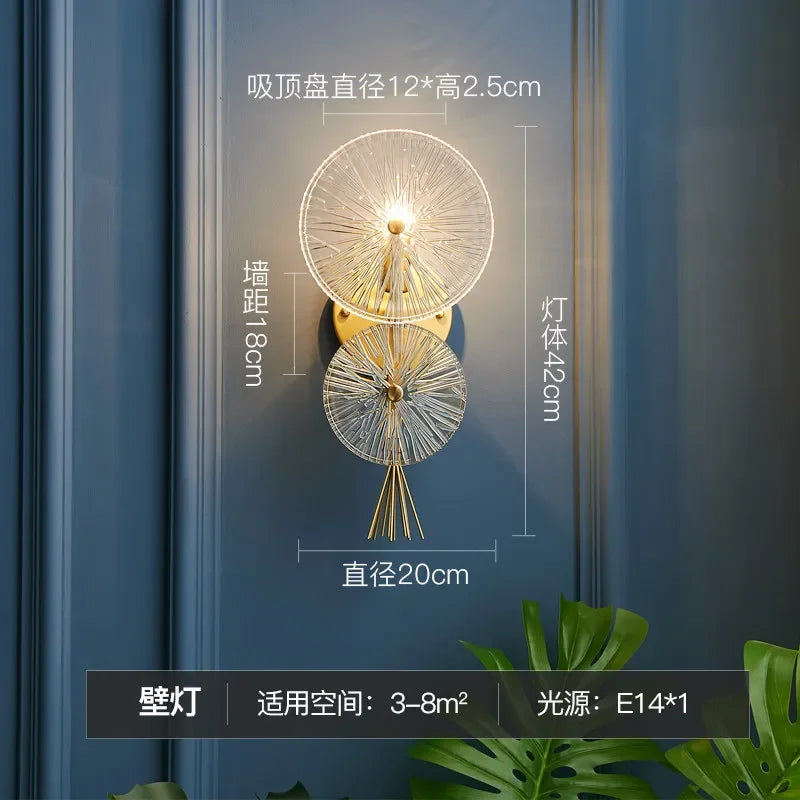 Afralia™ Round Nordic Glass Wall Lamp for Luxury Bedroom and Aisle