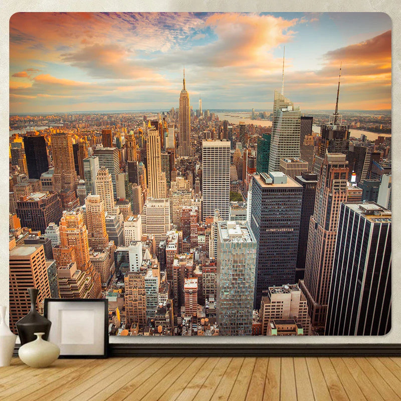 Afralia™ Urban Landscape Sun Room Decoration - Psychedelic Bedroom Wall Art