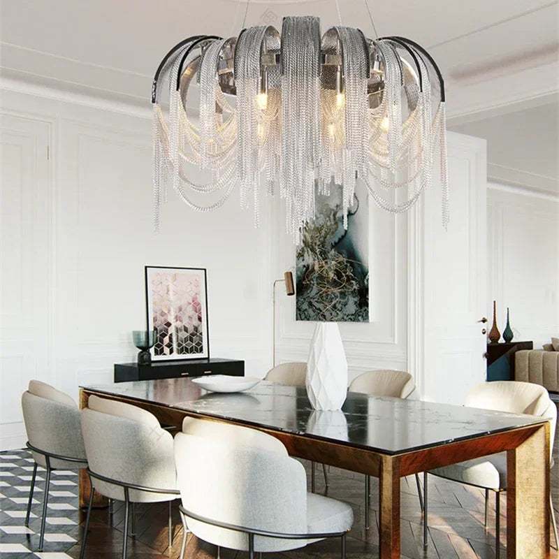 Afralia™ Modern Tassels LED Chandelier for Living Room Dining Bedroom Pendant Lights