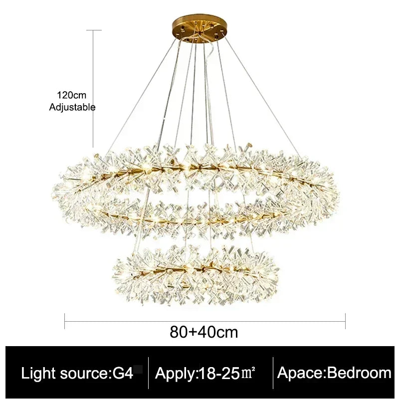 Afralia™ Luxury Crystal Chandelier LED Ceiling Light for Living Room & Bedroom
