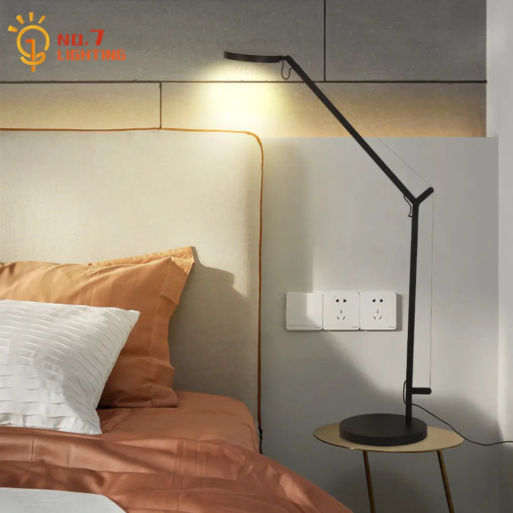 Afralia™ Modern Black Iron Arm Table Lamp for Bedroom, Study, Living Room