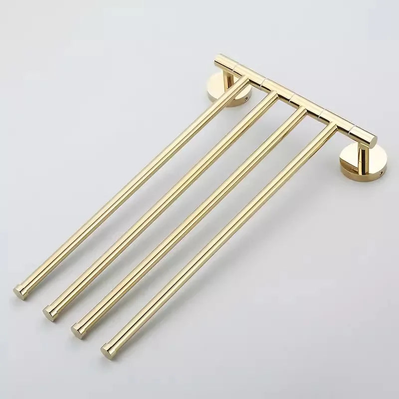 Afralia™ Copper Swivel Towel Bars Wall Mounted Bathroom Towel Holder Rack Gold 32cm