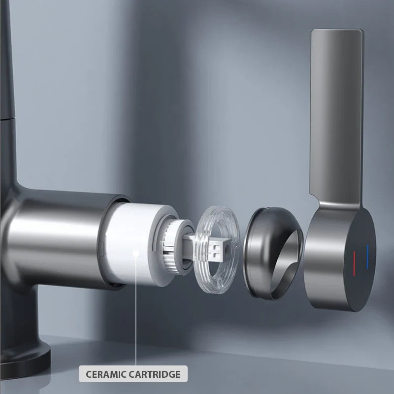 Afralia™ Digital Display Waterfall Basin Faucet with Temperature Control and Lift Sprayer