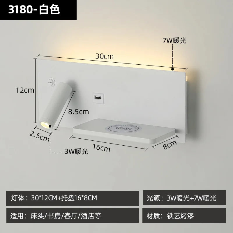 Afralia™ Wireless Charger Adjustable Headboard Spotlights