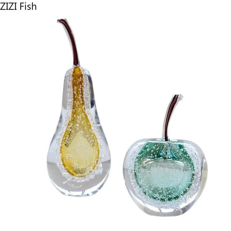 Afralia™ Glass Fruit Sculpture Desk Ornament for Aesthetic Room Decor