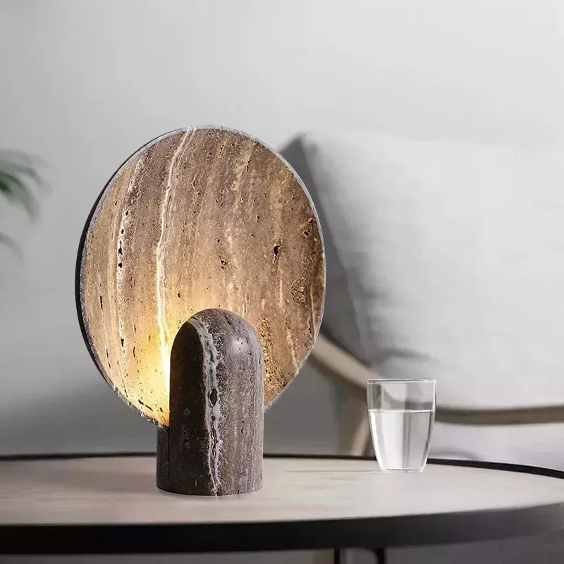 Afralia™ Dark Travertine Rock LED Resin Table Lamp - Modern Minimalist Home Decor