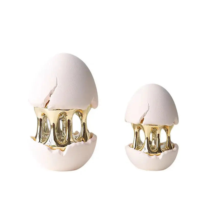 Afralia™ Abstract Eggshell Hollow Out Cracked Egg Decorative Figurine