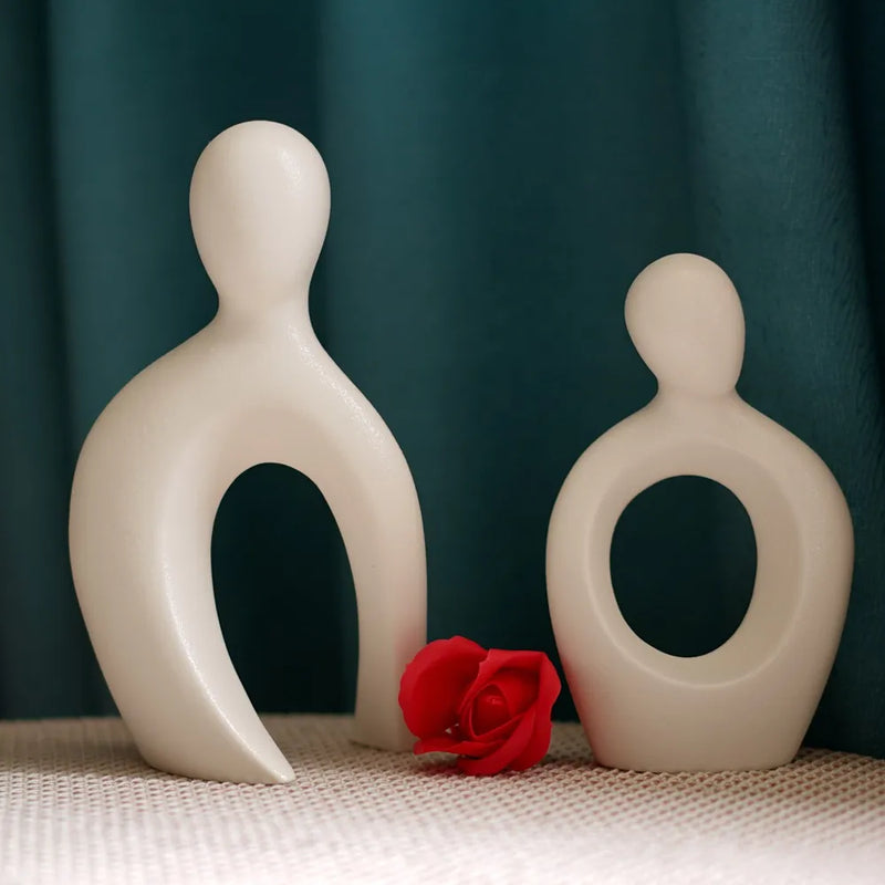 Afralia™ Couple Love Sculpture Modern Nordic Abstract Ceramic Figurine Home Decor