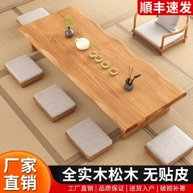 Afralia™ Modern Chinese Tea Table Set: Solid Wood, Piano Design, Zen Low Stool