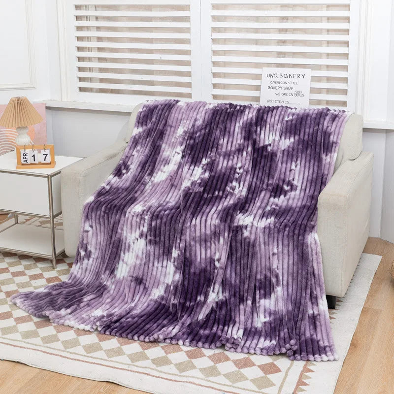 Afralia™ Striped Faux Rabbit Plush Multi Functional Blanket for All Seasons