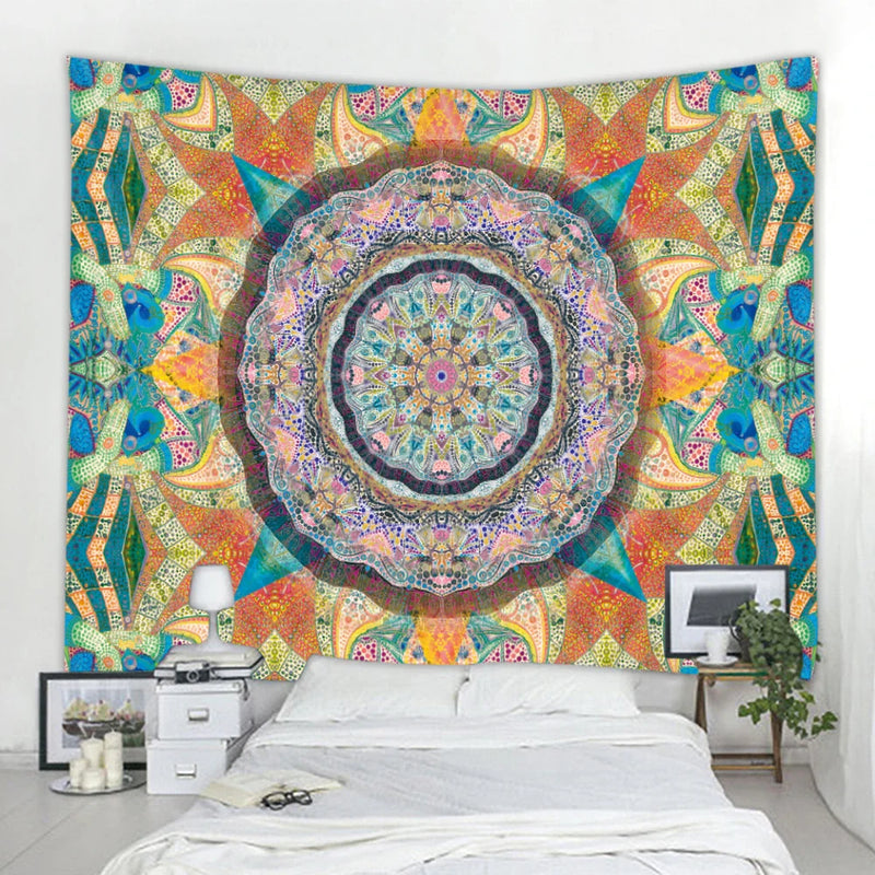 Moon Tarot Psychedelic Tapestry for Boho Home Decor - Afralia™ Mandala Wall Art