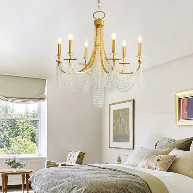 Afralia™ Crystal Candle Chandelier: Elegant Hanging Lamp for Villa, Dining Room, Bedroom, Living Room
