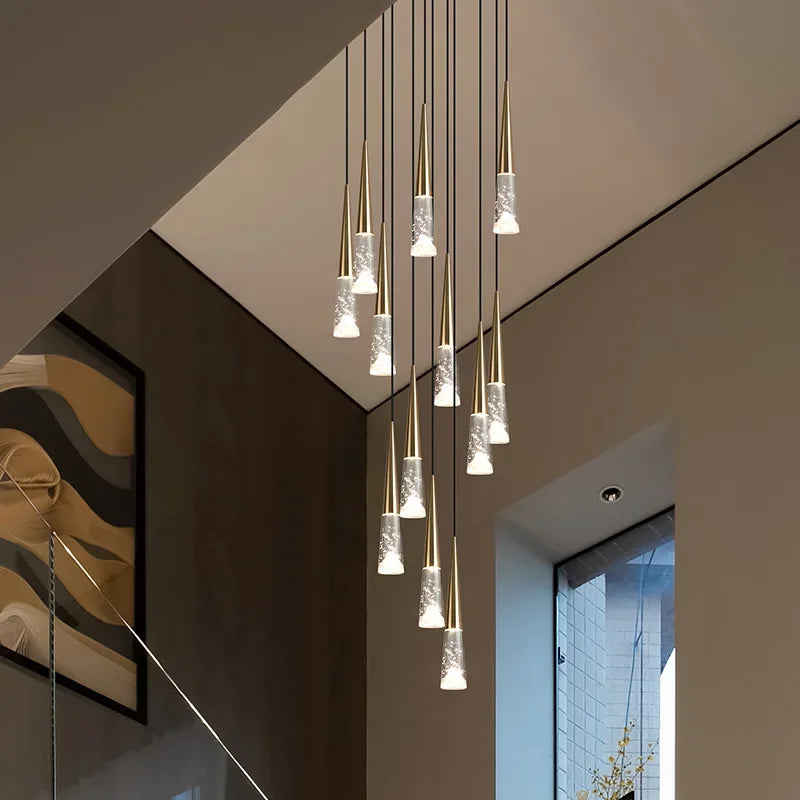 Afralia™ LED Rain Drop Chandelier Staircase Pendant Light - Nordic Design Island Hanging Lamp