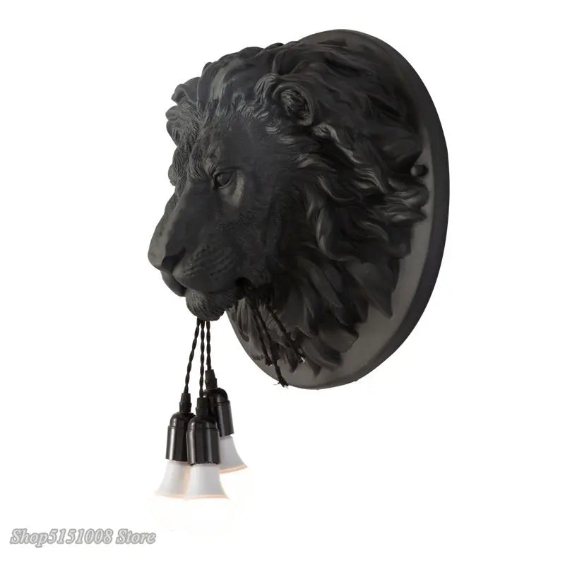 Afralia™ Nordic Lion Resin Wall Lamp for Home Decor