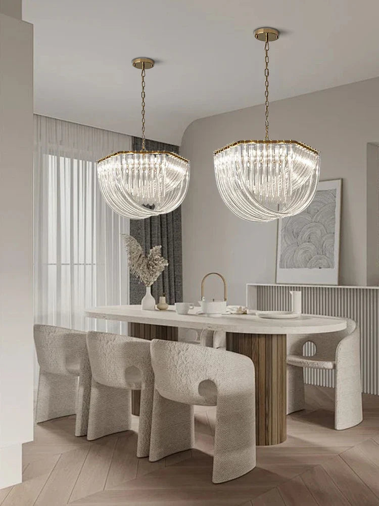 Afralia™ Black Gold Crystal Glass Ceiling Pendant Lights, Luxury Nordic Dining Table Lighting Lamps
