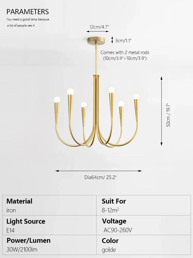 Afralia™ Brass Chandelier: Stylish Pendant Lights for Dining Room, Living Room, Kitchen Island & Bedroom