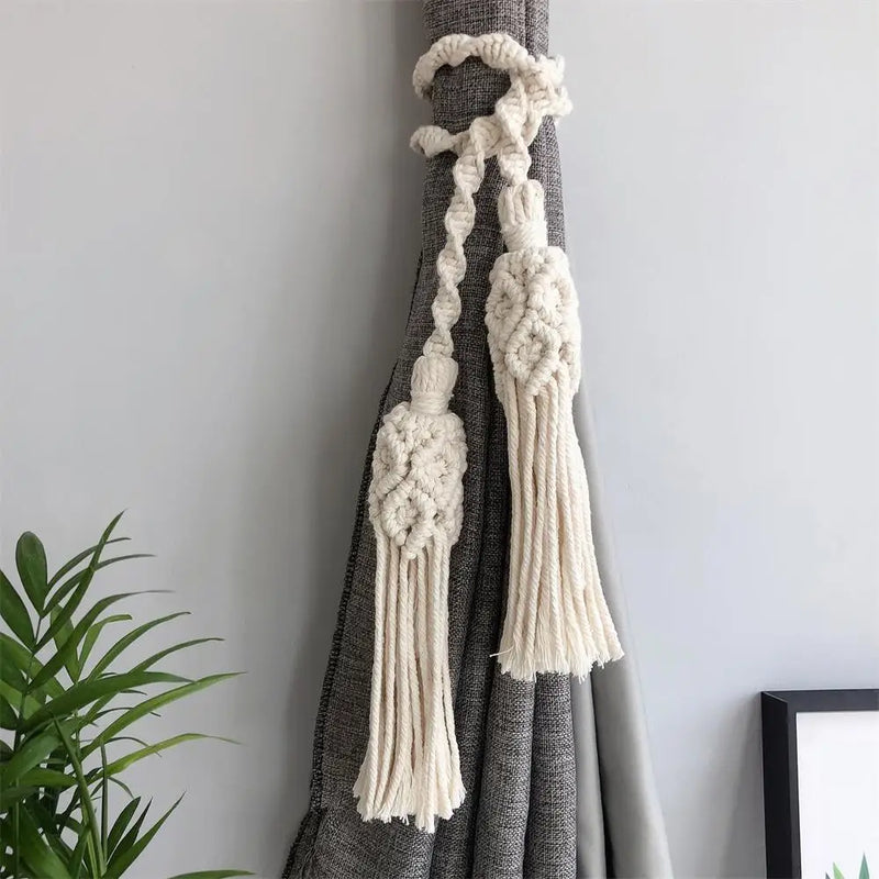 Afralia™ Macrame Curtain Tie Backs with Tassels - Boho Wall Decor & Window Accents