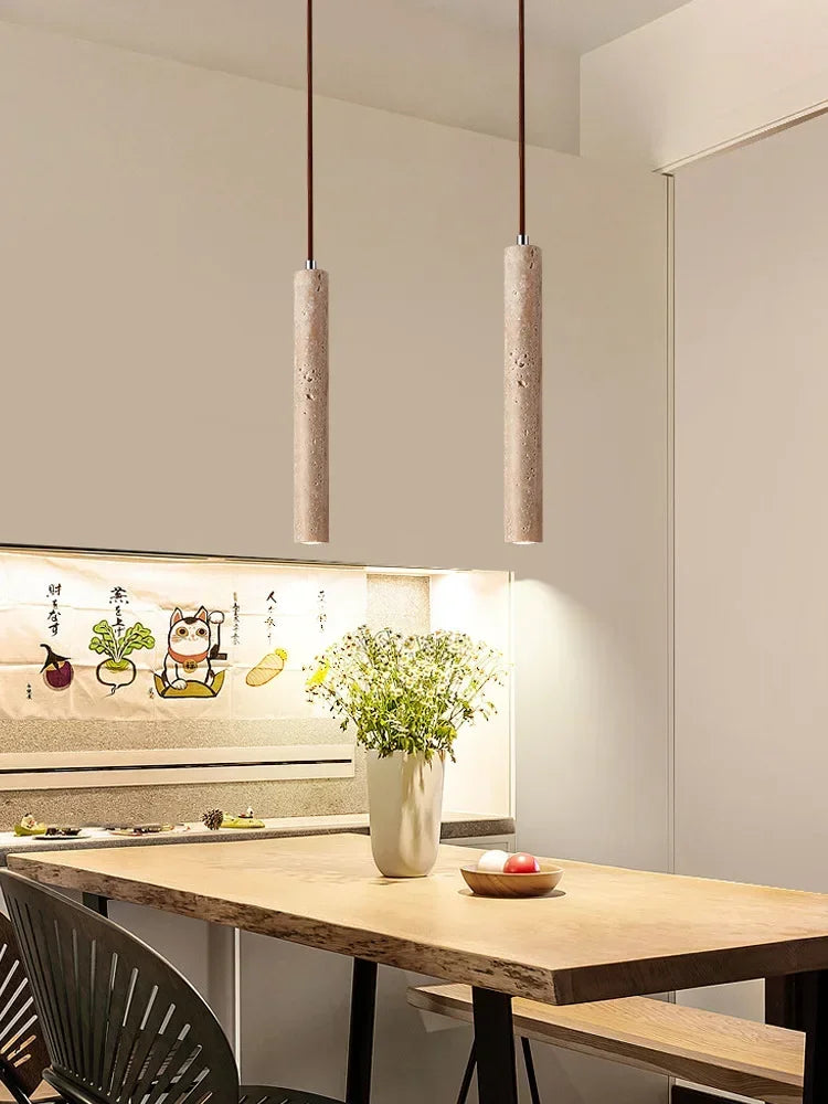 Afralia™ Travertine Stone Pendant Light for Bedroom Dining Kitchen
