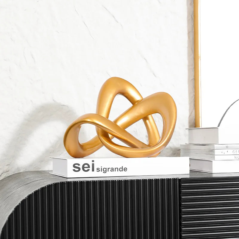 Afralia™ Golden Twisted Dough Rope Knot Ornaments Geometric Line Home Decoration